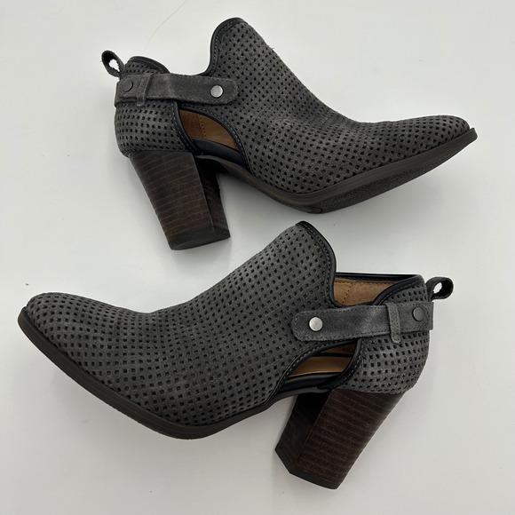 Franco‎ Sarto Dale Womens Suede Ankle Booties Size 8.5M Zip Gray Western Boho - Picture 2 of 9